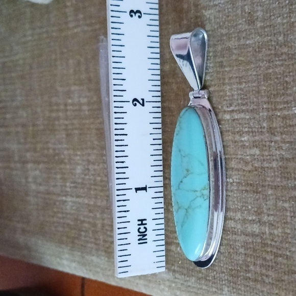 ATI 925 Mexico Silver Turquoise Pendant - Picture 4 of 7
